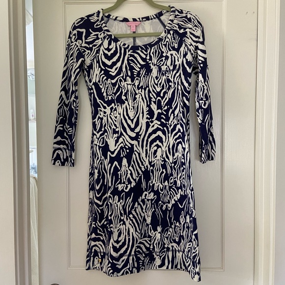 Lilly Pulitzer Preston Dress in Zebra Navy - Picture 2 of 3